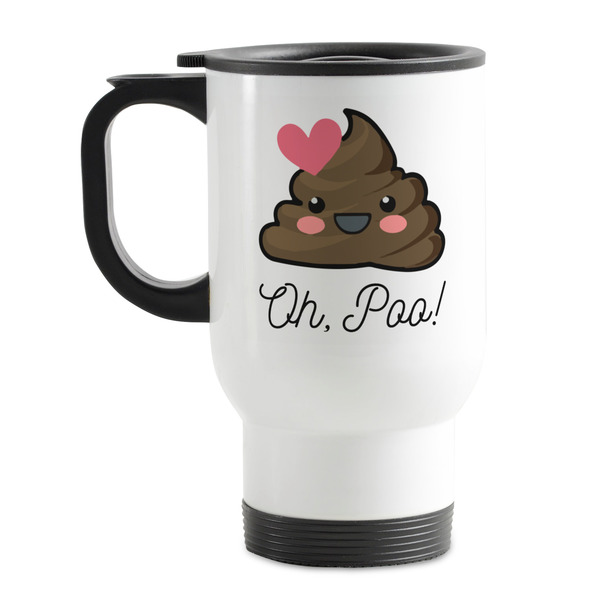Custom Poop Emoji Stainless Steel Travel Mug with Handle