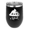 Poop Emoji Stainless Wine Tumblers - Black - Double Sided - Front