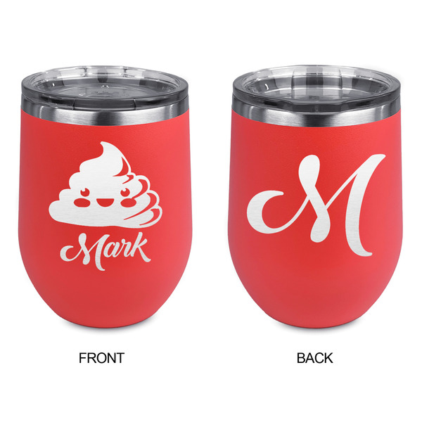Poop Emoji Stainless Wine Tumblers - Coral - Double Sided - Approval