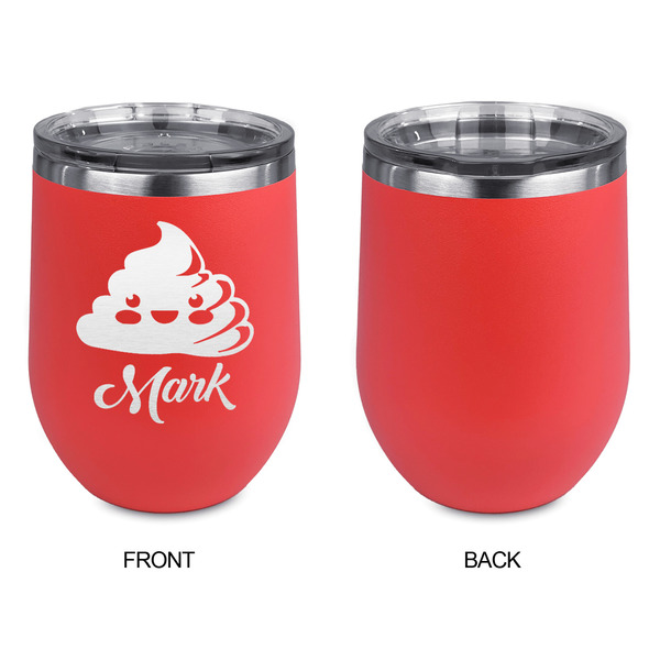 Poop Emoji Stainless Wine Tumblers - Coral - Single Sided - Approval