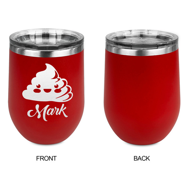 Poop Emoji Stainless Wine Tumblers - Red - Single Sided - Approval