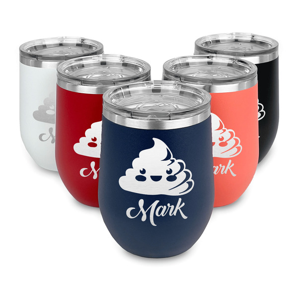 Poop Emoji Steel Wine Tumblers Multiple Colors