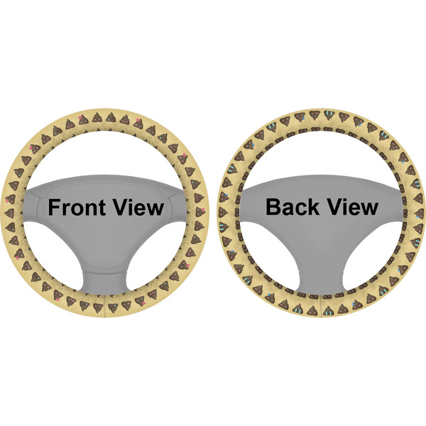 Poop Emoji Steering Wheel Cover- Front and Back