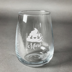 Poop Emoji Stemless Wine Glass - Engraved (Personalized)