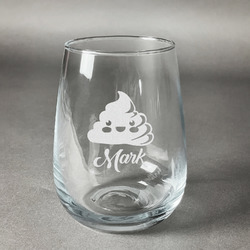 Poop Emoji Stemless Wine Glass - Engraved (Personalized)
