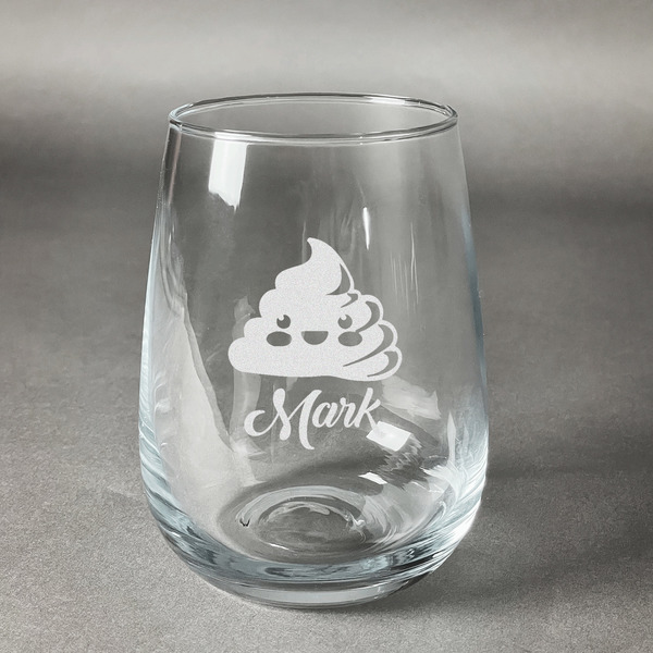 Custom Poop Emoji Stemless Wine Glass - Engraved (Personalized)