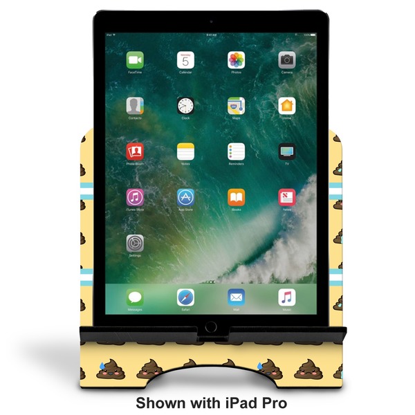 Poop Emoji Stylized Tablet Stand - Front with ipad
