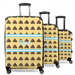 Poop Emoji 3 Piece Luggage Set - 20" Carry On, 24" Medium Checked, 28" Large Checked (Personalized)