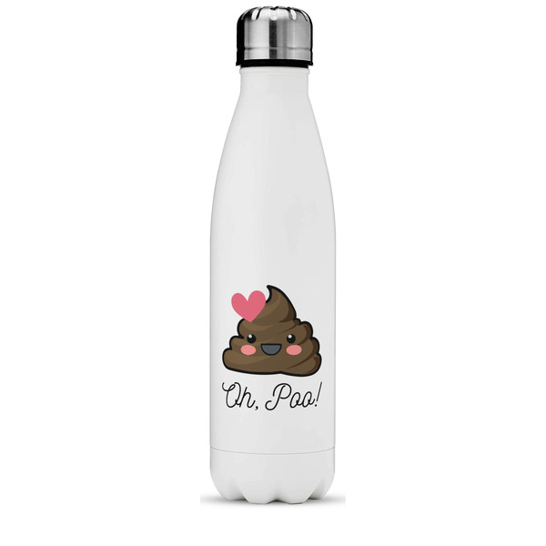 Custom Poop Emoji Water Bottle - 17 oz. - Stainless Steel - Full Color Printing (Personalized)