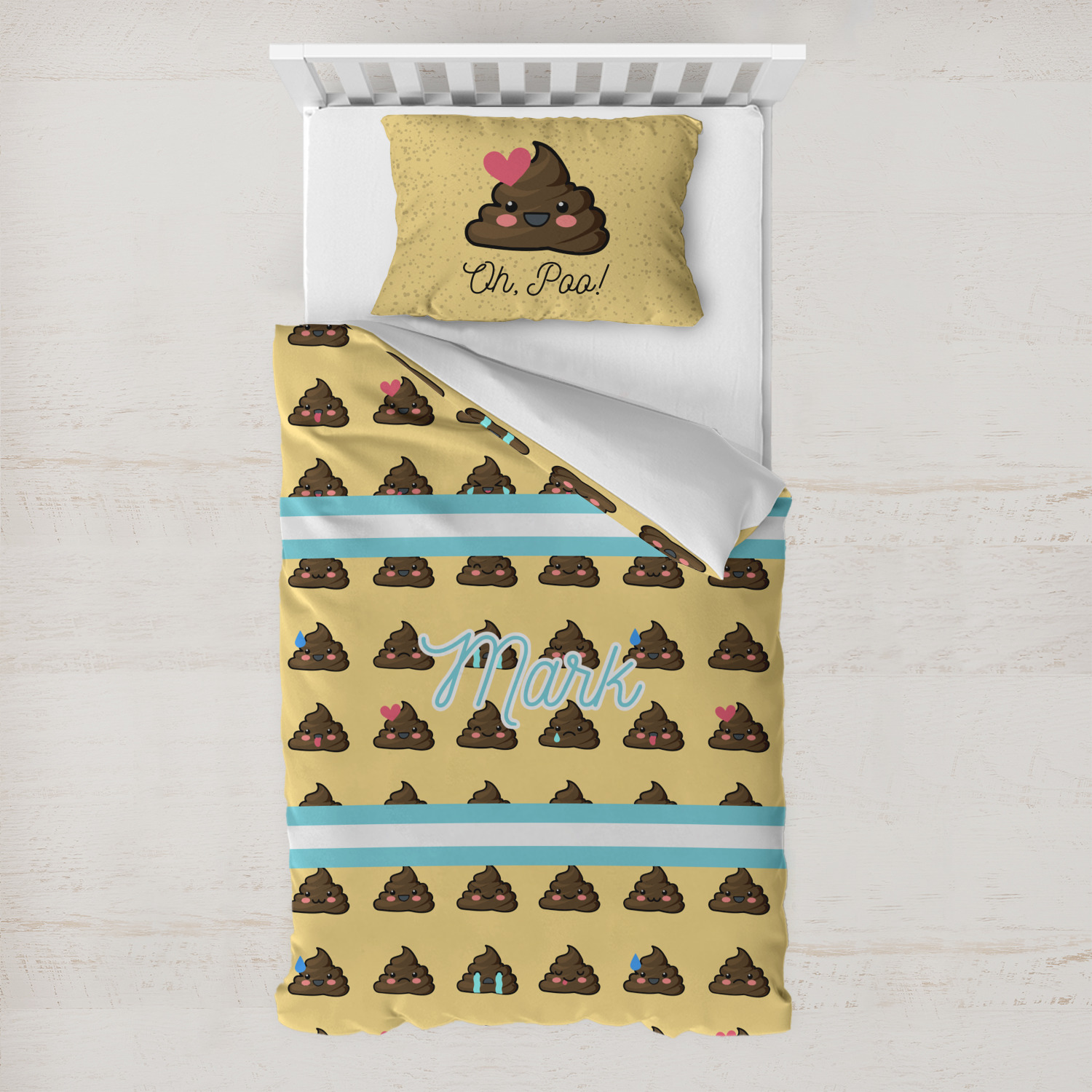 Poop Emoji Toddler Bedding Set w/ Name or Text YouCustomizeIt