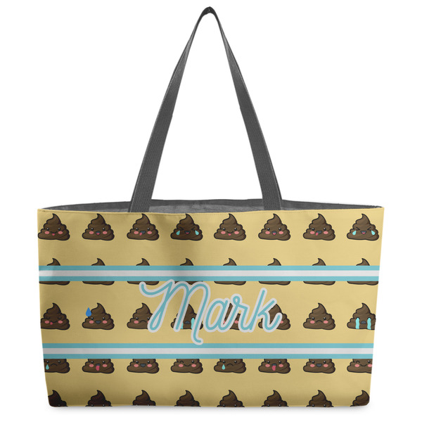 Custom Poop Emoji Beach Totes Bag - w/ Black Handles (Personalized)