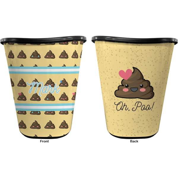 Poop Emoji Trash Can Black - Front and Back - Apvl