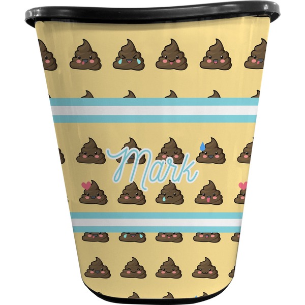 Custom Poop Emoji Waste Basket - Single Sided (Black) (Personalized)