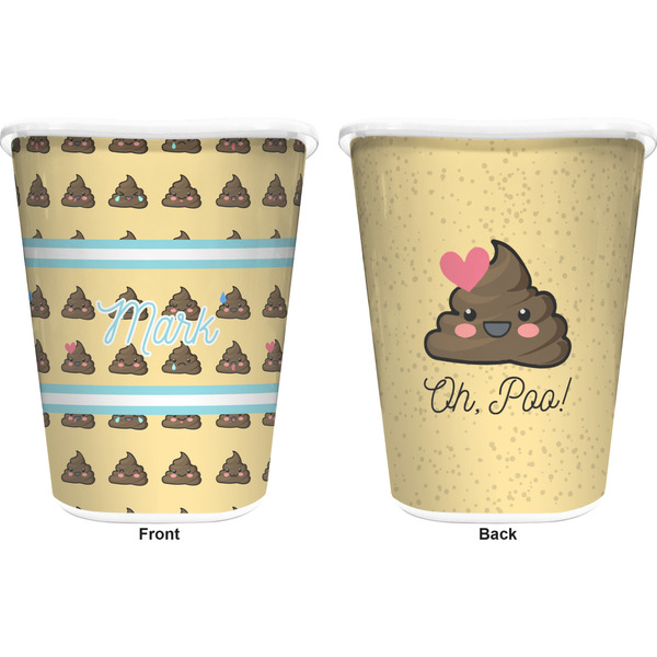 Poop Emoji Trash Can White - Front and Back - Apvl