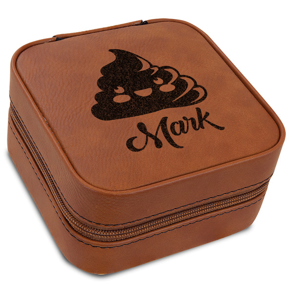 Custom Poop Emoji Travel Jewelry Box - Leather (Personalized)