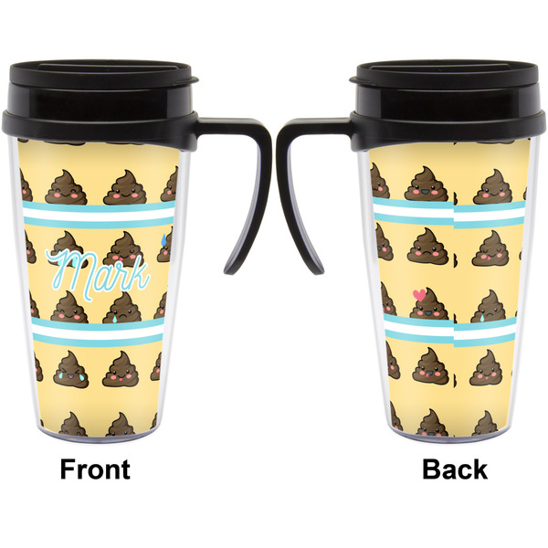 Poop Emoji Travel Mug with Black Handle - Approval