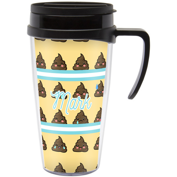 Custom Poop Emoji Acrylic Travel Mug with Handle (Personalized)
