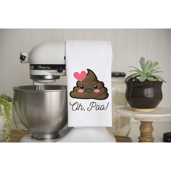 Poop Emoji Waffle Weave Towel - Lifestyle - Partial Print