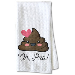 Poop Emoji Kitchen Towel - Waffle Weave - Partial Print (Personalized)
