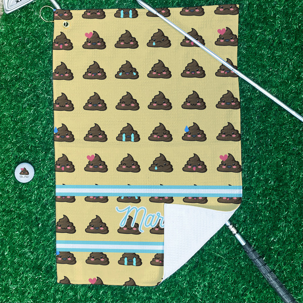 Poop Emoji Waffle Weave Golf Towel - In Context