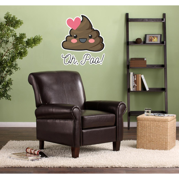 Poop Emoji Wall Graphic on Living Room Wall