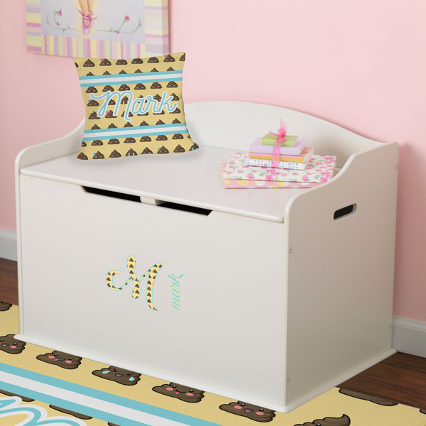 Poop Emoji Wall Name & Initial Small on Toy Chest