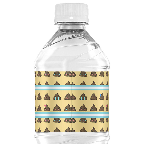 Poop Emoji Water Bottle Label - Back View