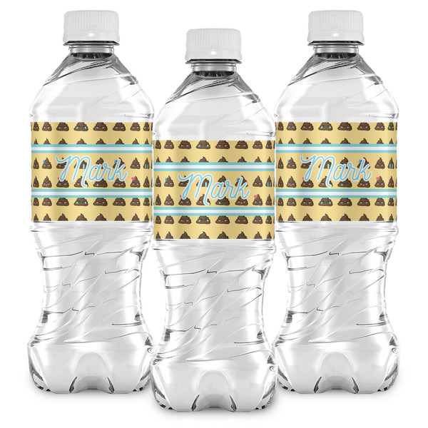 Poop Emoji Water Bottle Labels - Front View