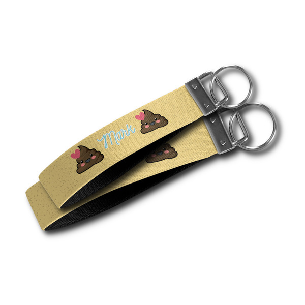 Poop Emoji Webbing Keychain FOBs - Size Comparison