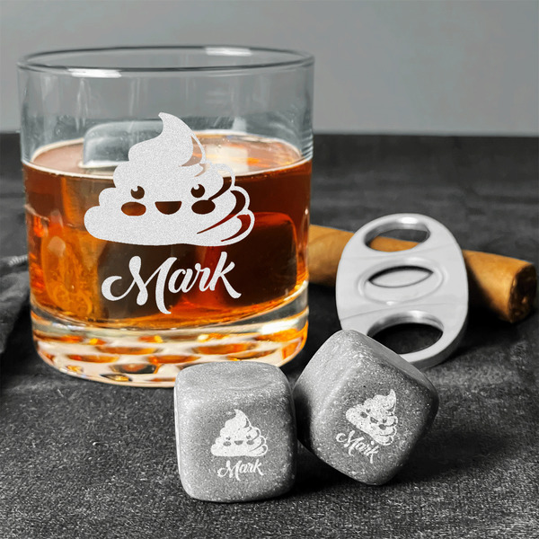 Poop Emoji Whiskey Stones - Set of 3 - In Context
