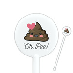 Poop Emoji 5.5" Round Plastic Stir Sticks - White - Single Sided (Personalized)