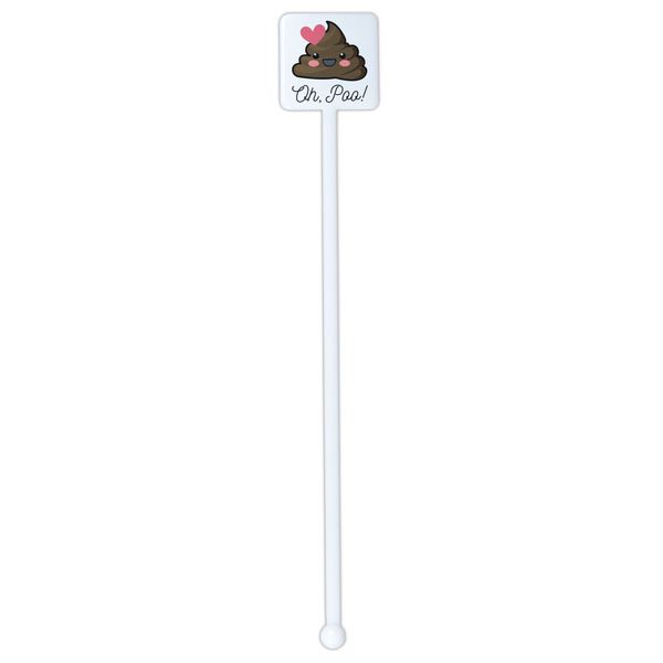 Poop Emoji White Plastic Stir Stick - Single Sided - Square - Single Stick