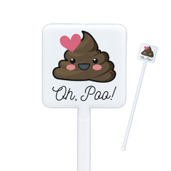 Poop Emoji Square Plastic Stir Sticks (Personalized)