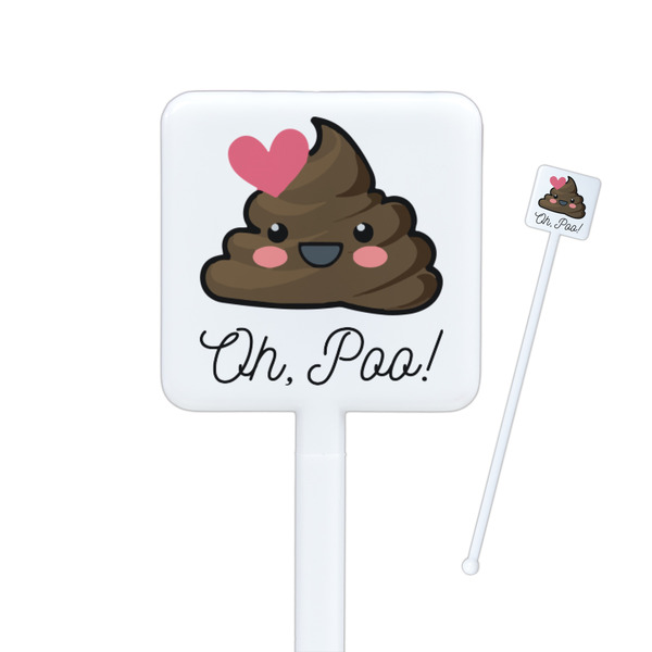 Custom Poop Emoji Square Plastic Stir Sticks (Personalized)