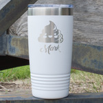 Poop Emoji 20 oz Stainless Steel Tumbler - White - Single Sided (Personalized)