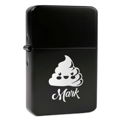 Poop Emoji Windproof Lighter - Black - Double Sided (Personalized)