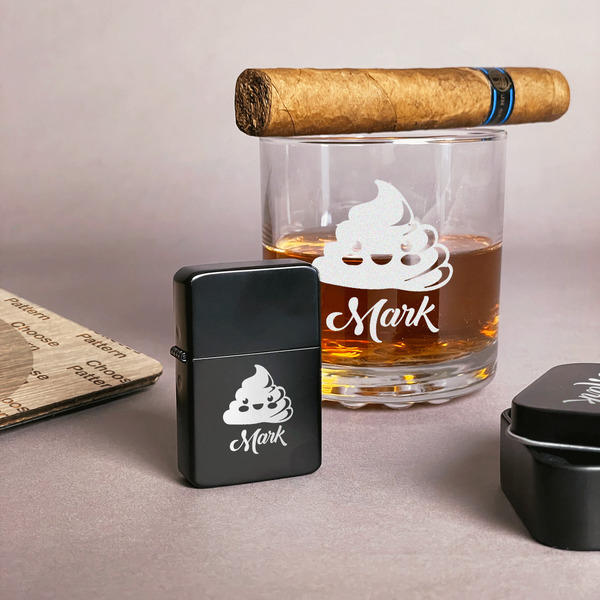 Poop Emoji Windproof Lighters - Black - In Context