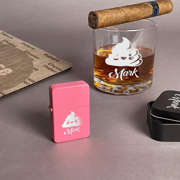 Poop Emoji Windproof Lighters - Pink - In Context
