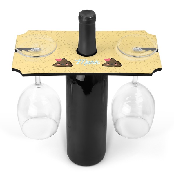 Custom Poop Emoji Wine Bottle & Glass Holder (Personalized)