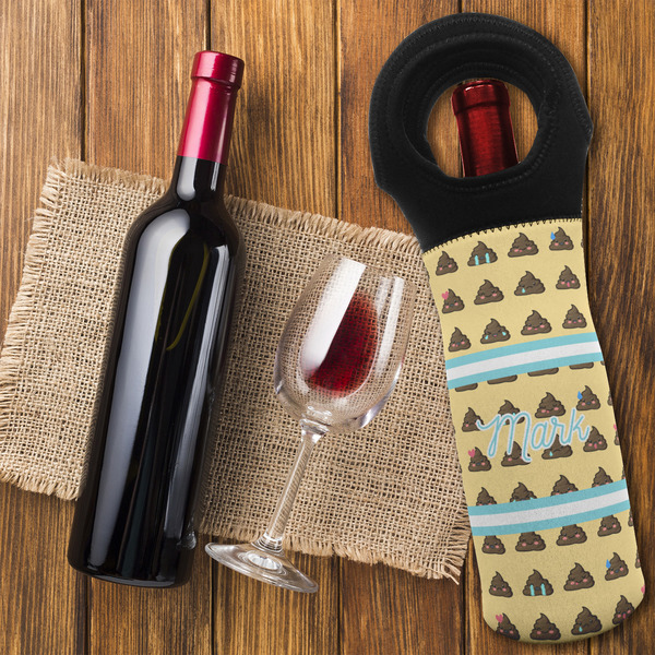 Poop Emoji Wine Tote Bag - FLATLAY