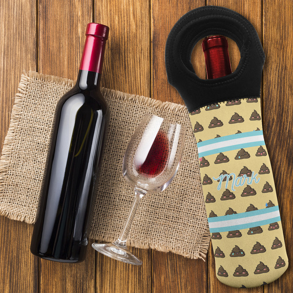 Poop Emoji Wine Tote Bag - FLATLAY