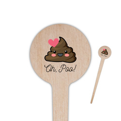 Poop Emoji 4" Round Wooden Food Picks - Double Sided (Personalized)