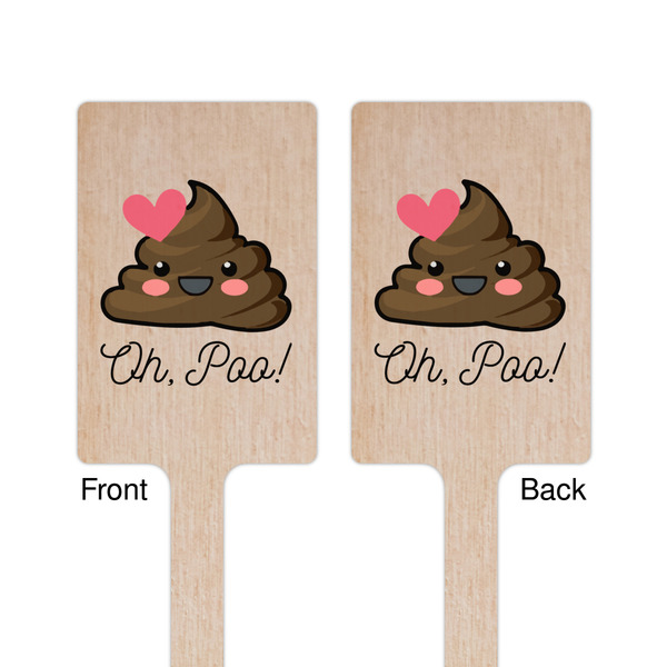 Poop Emoji Wooden 6.25" Stir Stick - Rectangular - Double Sided - Front & Back