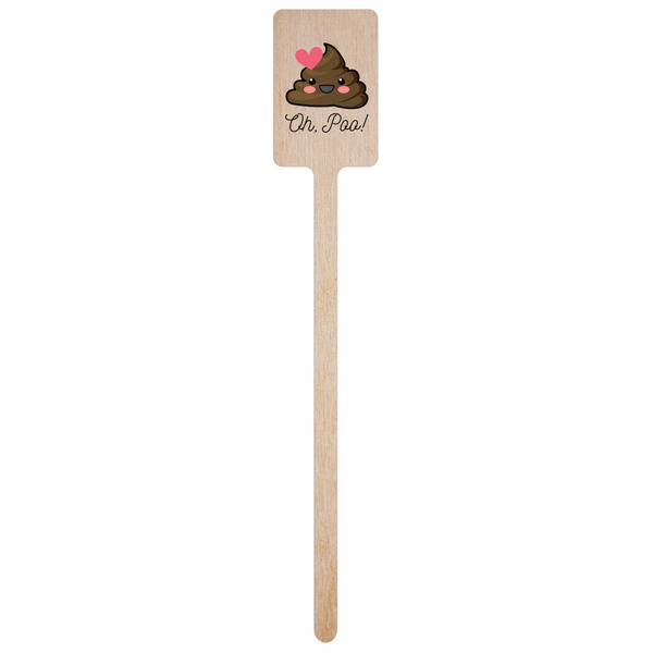 Poop Emoji Wooden 6.25" Stir Stick - Rectangular - Single Stick