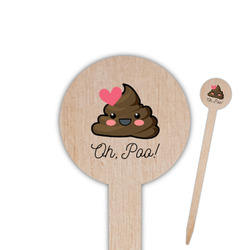 Poop Emoji 6" Round Wooden Food Picks - Double Sided (Personalized)