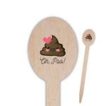 Poop Emoji Oval Wooden Food Picks - Single Sided (Personalized)