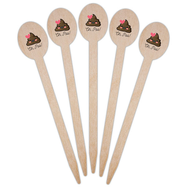Poop Emoji Wooden Food Pick - Oval - Fan View