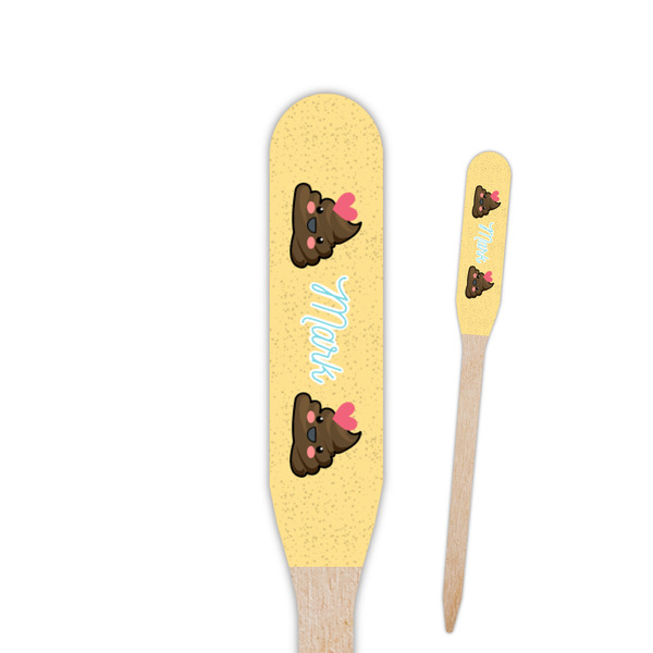 Custom Poop Emoji Paddle Wooden Food Picks - Double Sided (Personalized)