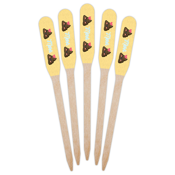Poop Emoji Wooden Food Pick - Paddle - Fan View