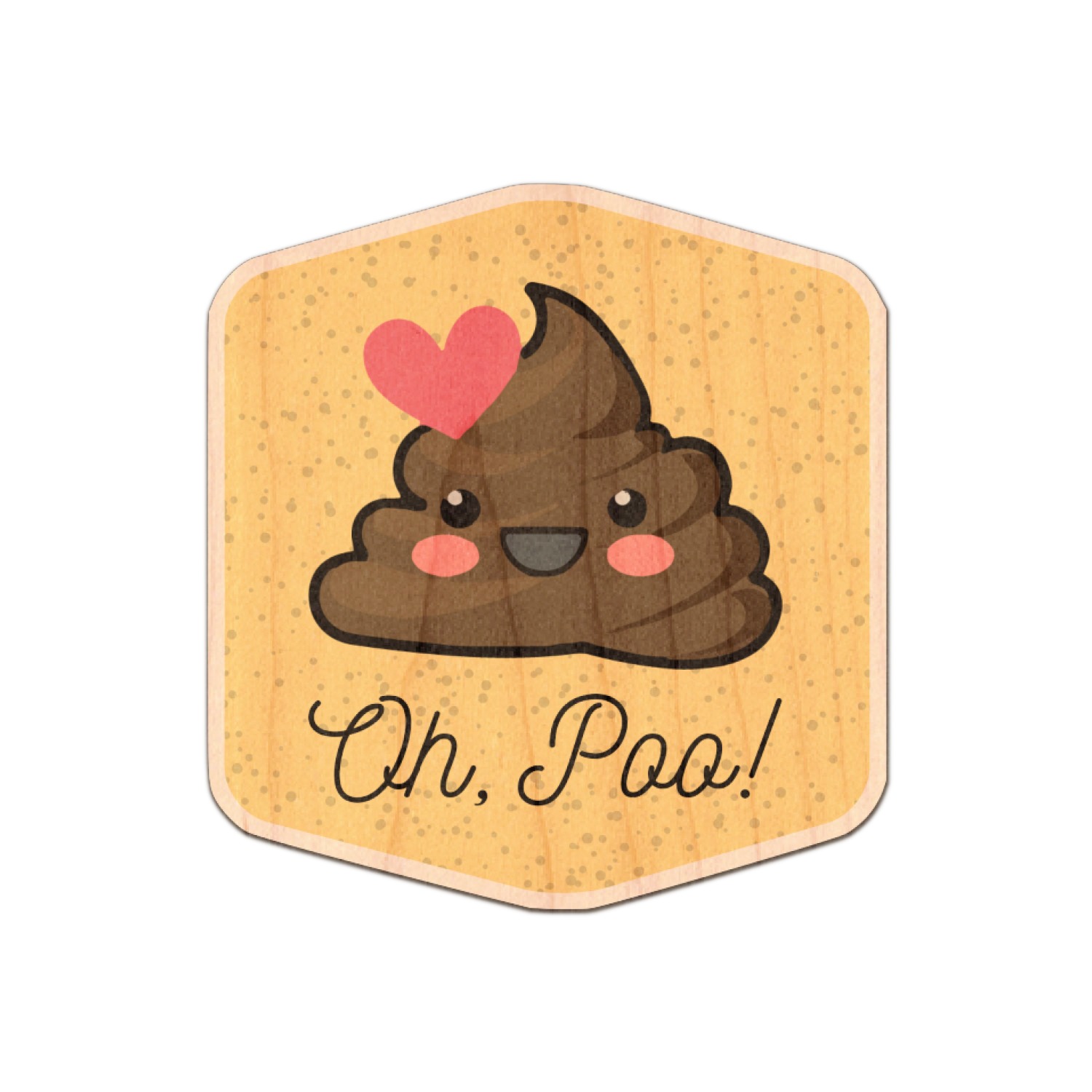 Custom Poop Emoji Genuine Maple or Cherry Wood Sticker (Personalized